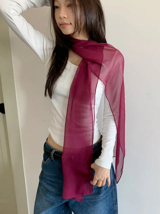 Delicate See-through Chiffon Long Scarf