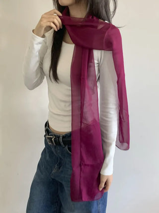 Delicate See-through Chiffon Long Scarf