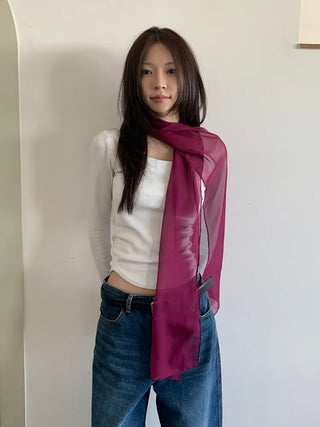 Delicate See-through Chiffon Long Scarf