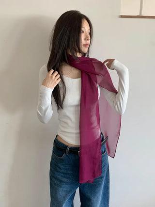 Delicate See-through Chiffon Long Scarf