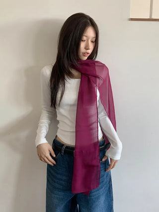 Delicate See-through Chiffon Long Scarf