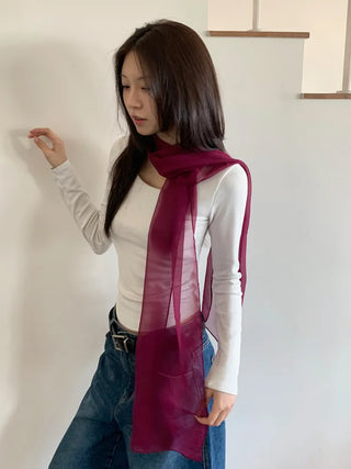 Delicate See-through Chiffon Long Scarf
