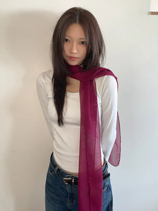 Delicate See-through Chiffon Long Scarf