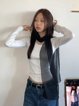 Delicate See-through Chiffon Long Scarf
