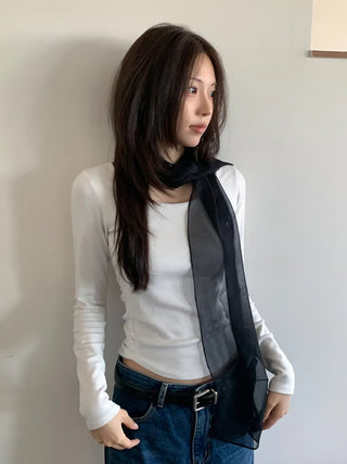 Delicate See-through Chiffon Long Scarf