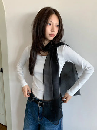 Delicate See-through Chiffon Long Scarf