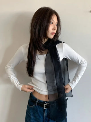 Delicate See-through Chiffon Long Scarf