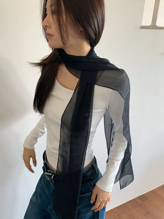 Delicate See-through Chiffon Long Scarf