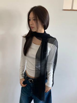 Delicate See-through Chiffon Long Scarf