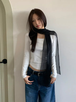 Delicate See-through Chiffon Long Scarf