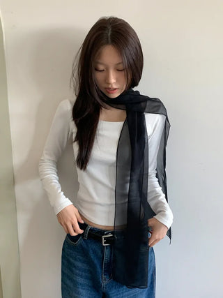 Delicate See-through Chiffon Long Scarf
