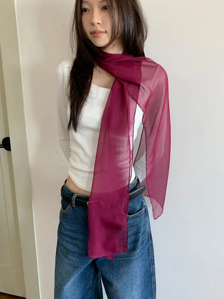 Delicate See-through Chiffon Long Scarf