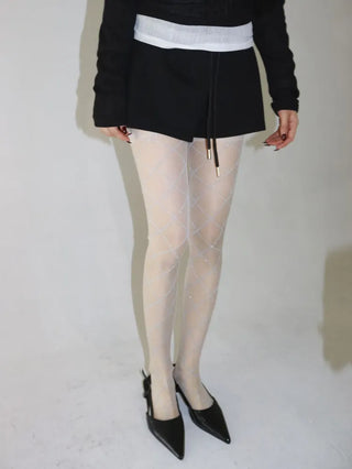 Glitter Diamond See-through Color Pattern Pantyhose