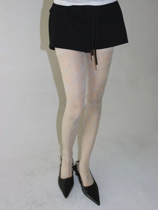 Glitter Diamond See-through Color Pattern Pantyhose
