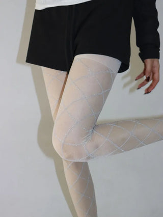Glitter Diamond See-through Color Pattern Pantyhose