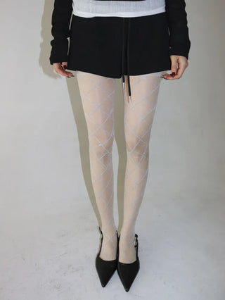 Glitter Diamond See-through Color Pattern Pantyhose