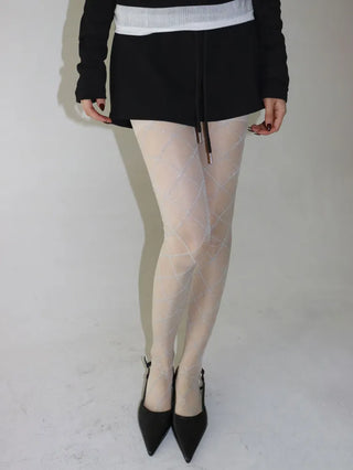Glitter Diamond See-through Color Pattern Pantyhose