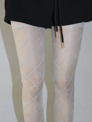Glitter Diamond See-through Color Pattern Pantyhose