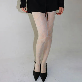Glitter Diamond See-through Color Pattern Pantyhose