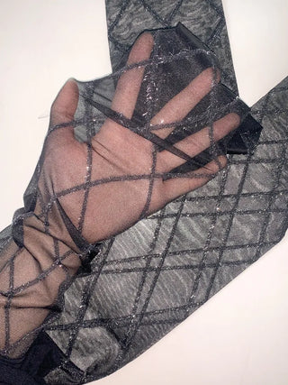 Glitter Diamond See-through Color Pattern Pantyhose