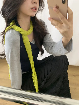 Light Wrinkle Long Muffler Scarf