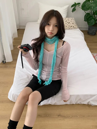 Light Wrinkle Long Muffler Scarf