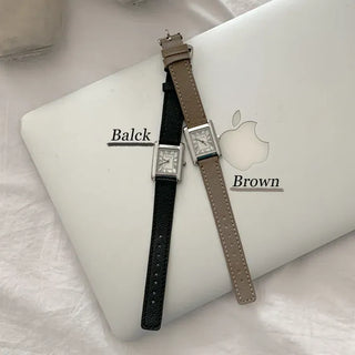 Linear Modern Classic Square Leather Wristwatch