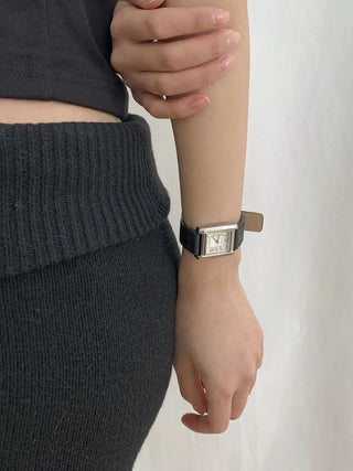Linear Modern Classic Square Leather Wristwatch