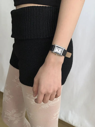 Linear Modern Classic Square Leather Wristwatch