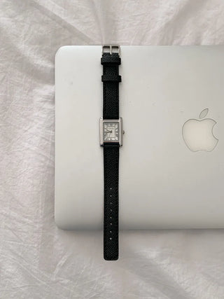 Linear Modern Classic Square Leather Wristwatch