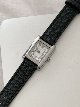 Linear Modern Classic Square Leather Wristwatch