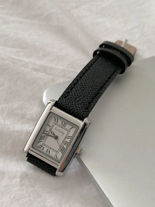 Linear Modern Classic Square Leather Wristwatch
