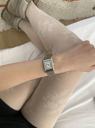 Linear Modern Classic Square Leather Wristwatch
