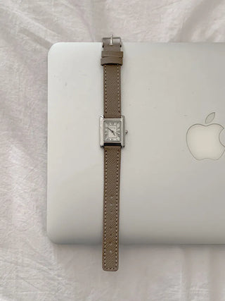 Linear Modern Classic Square Leather Wristwatch