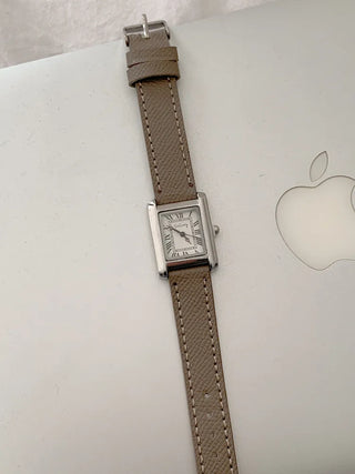 Linear Modern Classic Square Leather Wristwatch