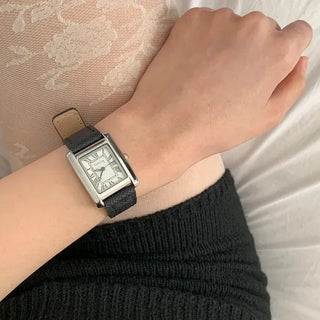 Linear Modern Classic Square Leather Wristwatch