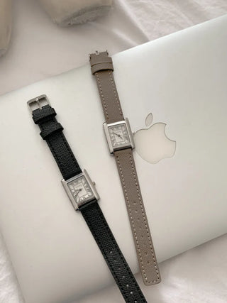 Linear Modern Classic Square Leather Wristwatch