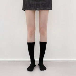 Leg-slimming Length Basic Plain Stretchy Knee Socks Half Stockings