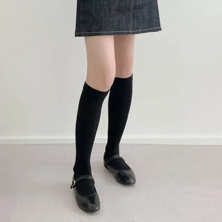 Leg-slimming Length Basic Plain Stretchy Knee Socks Half Stockings