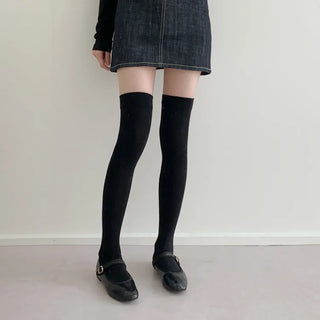 Leg-slimming Length Basic Plain Stretchy Knee Socks Half Stockings
