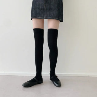 Leg-slimming Length Basic Plain Stretchy Knee Socks Half Stockings