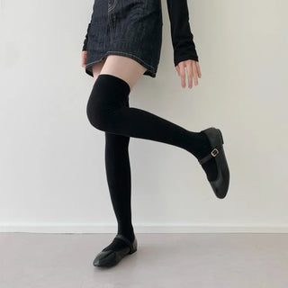 Leg-slimming Length Basic Plain Stretchy Knee Socks Half Stockings