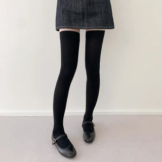 Leg-slimming Length Basic Plain Stretchy Knee Socks Half Stockings