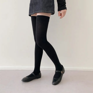 Leg-slimming Length Basic Plain Stretchy Knee Socks Half Stockings