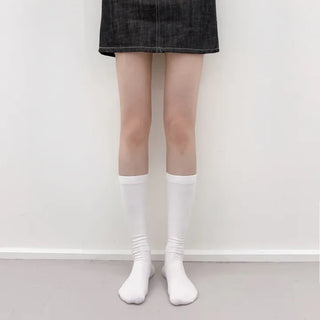 Leg-slimming Length Basic Plain Stretchy Knee Socks Half Stockings