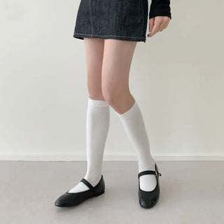 Leg-slimming Length Basic Plain Stretchy Knee Socks Half Stockings