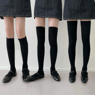 Leg-slimming Length Basic Plain Stretchy Knee Socks Half Stockings