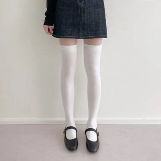 Leg-slimming Length Basic Plain Stretchy Knee Socks Half Stockings