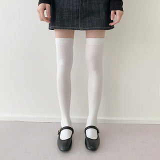 Leg-slimming Length Basic Plain Stretchy Knee Socks Half Stockings
