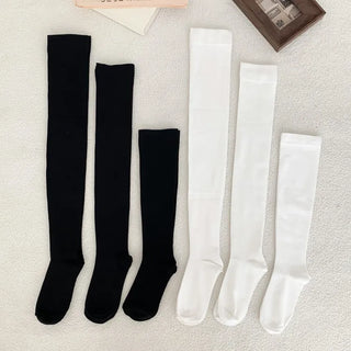 Leg-slimming Length Basic Plain Stretchy Knee Socks Half Stockings